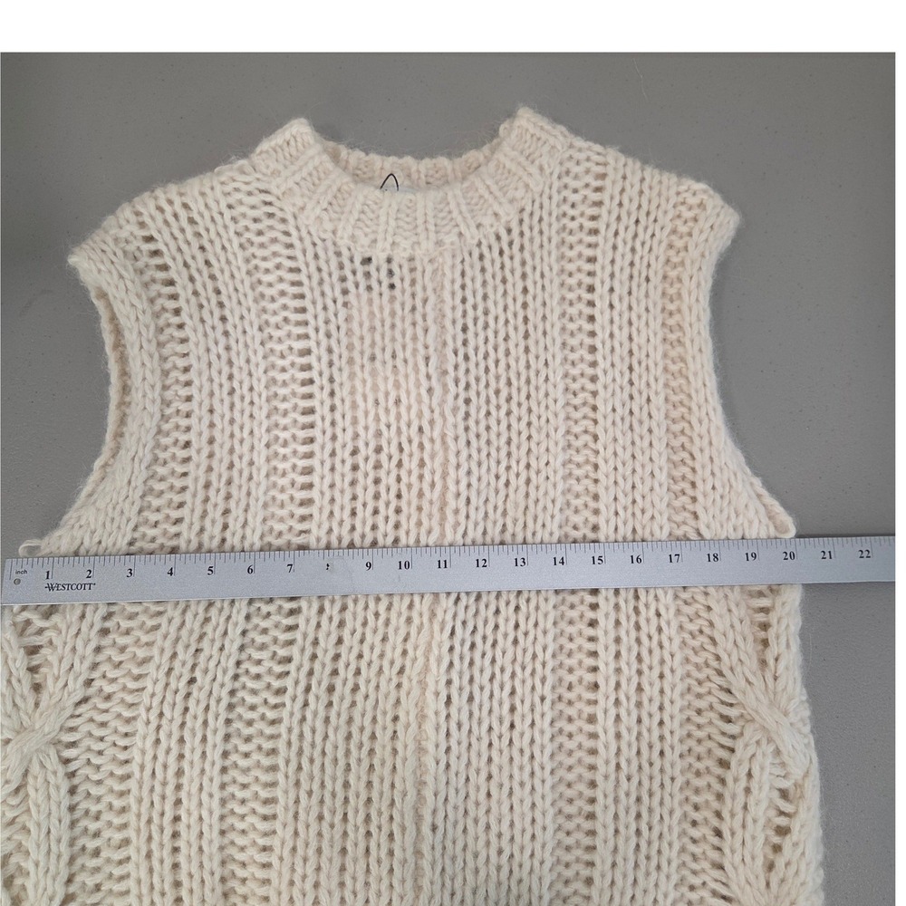 Zara Womens Cream Sweater Vest Size S Chunky Cable Knit Sleeveless Academia NWT - Picture 10 of 13